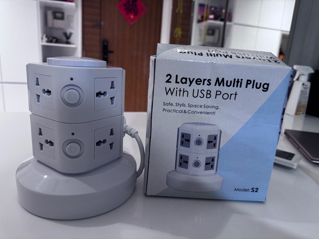 2 layers multi plug (Category: Electrical, Adaptors & Sockets) located in Singapore. Submitted by karengrace1009 (Listing ID 1375206594, Image 2). Description: 8 multi plug .