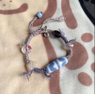 ▪️藏式手工設計款 藍紫色血玉天珠 雙虎牙▪️64214999102595110