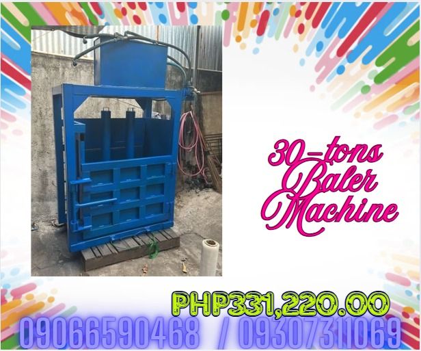 (Baler Machine) for sale 30 tonner garbage pressing machine (Category: Construction Tools & Equipment) located in Caloocan City. Submitted by rochelleflores356-82603 (Listing ID 1375092574, Image 1). Description: (Baler Machine) for sale 30 tonner garbage pressing machine PHP331,220.00 Chamber Size: 100*60*80cm Power: 11kw Cylinder: 140 Stroke: 110cm Weight: 700kg Bales: 6-8 Bales / h Bale Weight (200kg): For Cartons, Papers and Clothe Bale Weigh