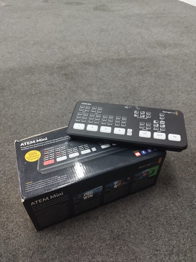 Blackmagic Design ATEM Mini Pro (Category: Other Audio Equipment) located in Singapore. Submitted by fathirahathirah (Listing ID 1375095034, Image 1). Description: Blackmagic Design ATEM Mini Pro – $470 ✅ Excellent condition | 🔌 Fully functional | 🎥 Ideal for streaming, live production Looking to sell my Blackmagic ATEM Mini Pro, used lightly and always kept in a safe, smoke-free environment. Key Features: 4 HDMI inputs for multi-camera streami