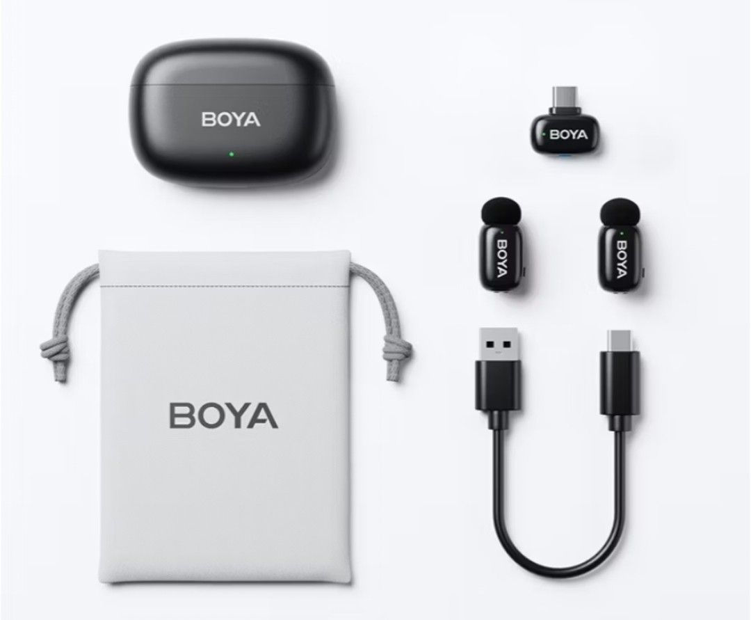 Brand New Boya mini microphone with 2 speaker phones n charging/carrying box62863111145089114