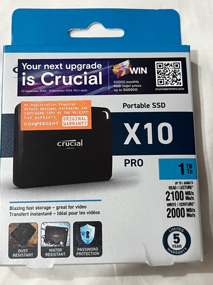 [BRAND NEW/ unopened ] Crucial X10 Pro 1TB USB-A Portable External SSD628630849657621119
