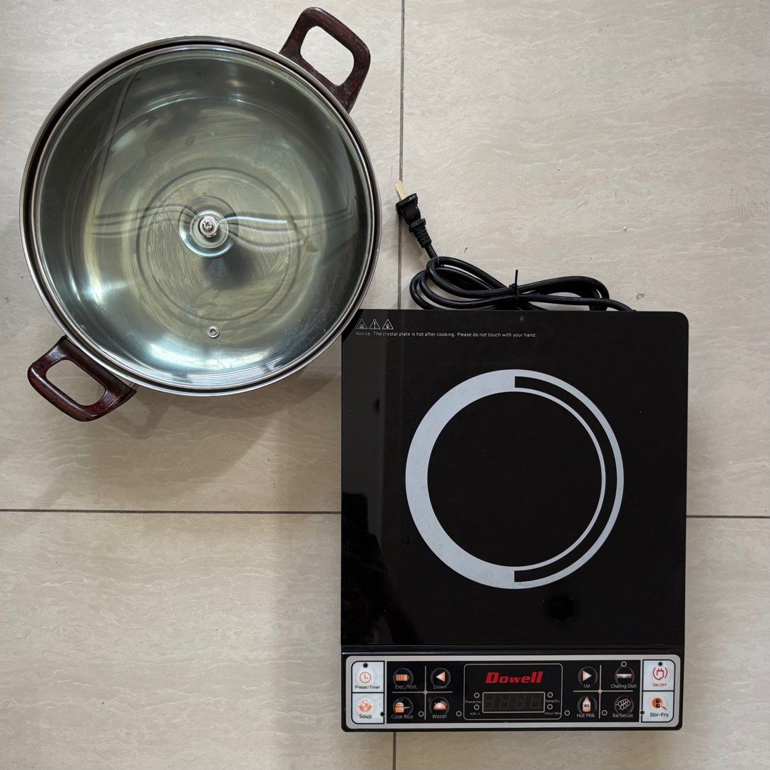 Dowell Induction Cooker (Category: Cookers) located in Davao. Submitted by wonsuponatime (Listing ID 1375159358, Image 2). Description: Decluttering! - comes with the pot - stored for a long time - never been used only tested if working mod: LBC, J&T.
