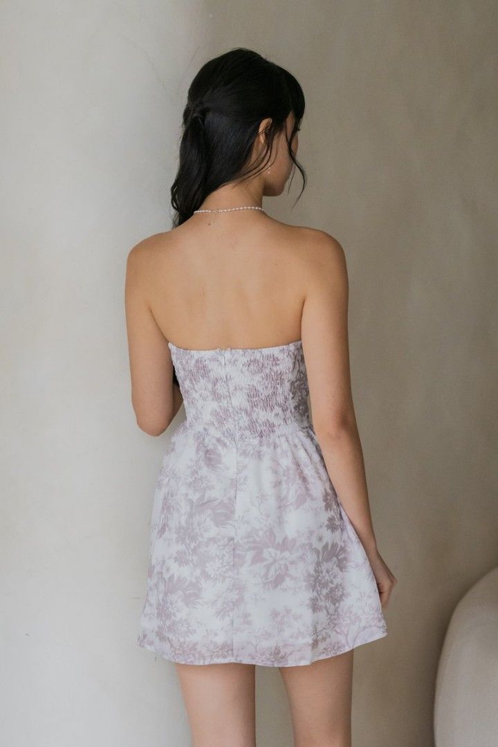 Edith Mini Romper Dress (Light Taupe Floral) (Category: Dresses) located in Singapore. Submitted by pamxlaa (Listing ID 1375097214, Image 2). Description: BNWTIP [CARRISLABELLE] Edith Mini Romper Dress (Light Taupe Floral), Size XS In between size can size down $38 mailed no negos, no trades.