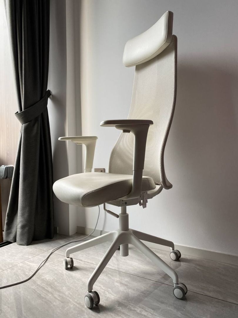 Ergonomic IKEA Office chair, white, genuine leather