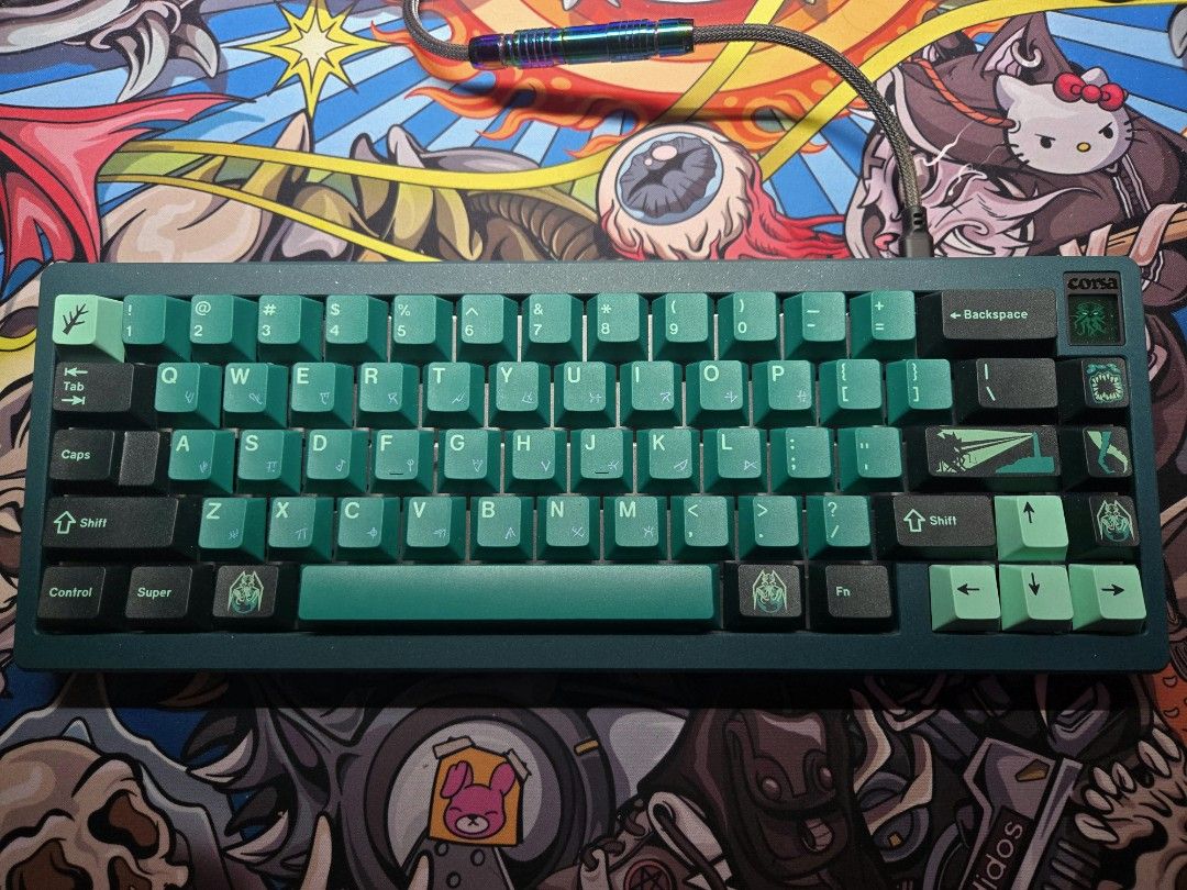 Matrix Lab Corsa (Category: Computer Keyboard) located in Bangi. Submitted by syazwanzainal (Listing ID 1375212607, Image 1). Description: Matrix Lab Corsa Malachite Green Included item: Hotswap PCB, Alu stock plate, alu full plate & pp plate In great condition rarely used P/S: 3 gundam badge on the pic are not included but can be purchase as add on for RM300, original back weight will be given.