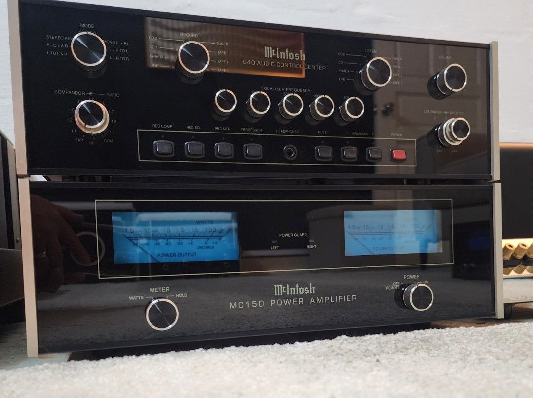 Mcintosh c40 preamplifier/ mc150 power amplifier (Category: Soundbars, Speakers & Amplifiers) located in Singapore. Submitted by ourpuggy (Listing ID 1375106111, Image 2). Description: both items in awesome condition, all new led,230v,detachable power cord. asking price for both purchases only. please refer to my other listing for individual purchases. God bless.