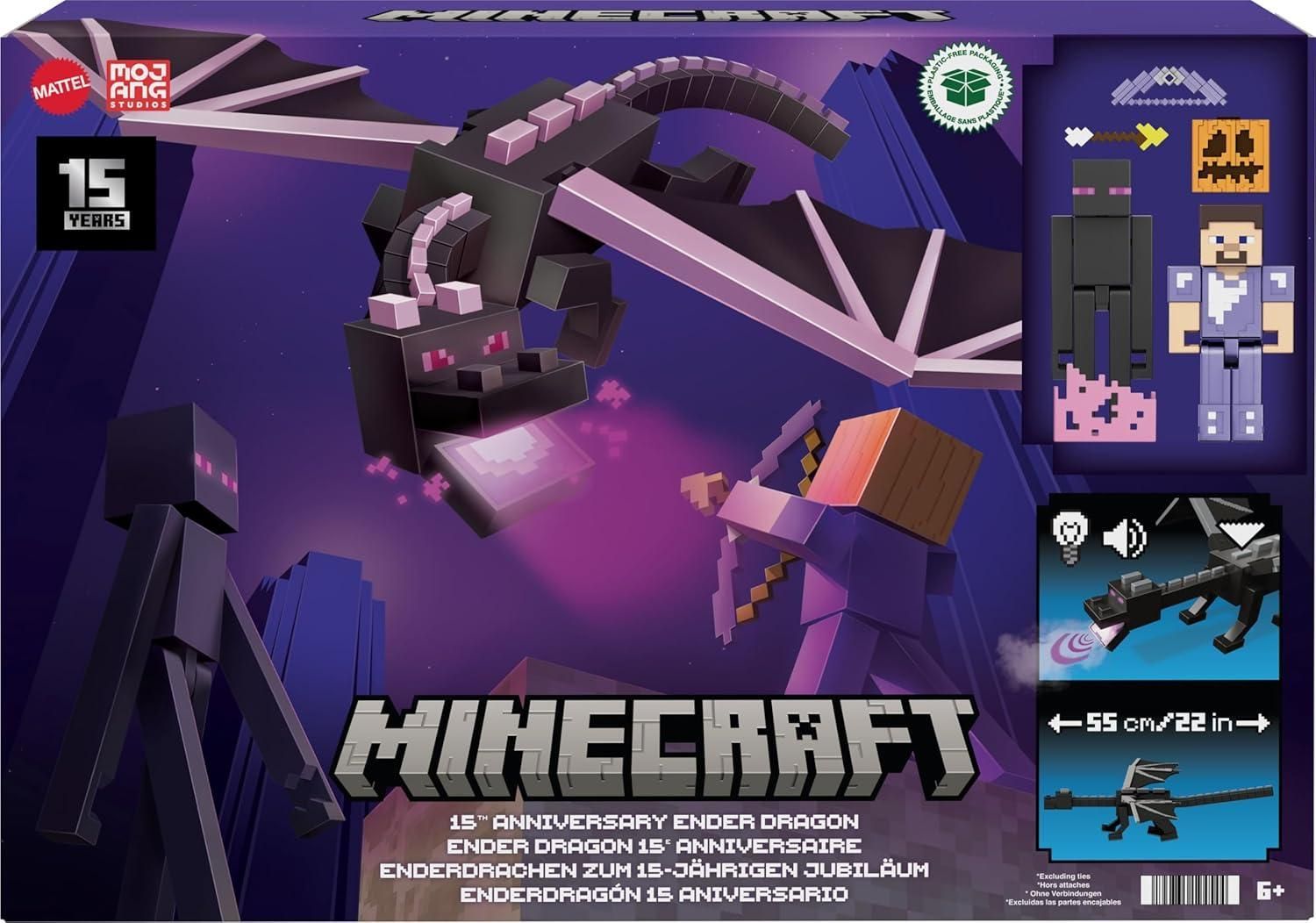 Minecraft Ender Dragon Action Figures Set, 15th Anniversary Edition ...