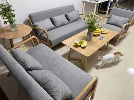 Minimalist wood sofa (Category: Sofas) located in Manila. Submitted by kaden_chicvista (Listing ID 1375170129, Image 3). Description: Comfy design, its reclined so it will give you more comfort while sitting .the design is minimalist available in natural wood and walnut color. the cushion cover can be custumize Made of Solid Thailan Ruber wood and firm cushion Get Qoute now! Size/s: 65cm（25in）* 75cm（29in）* H74cm（29in) 131cm（51in）* 75cm（29in）* H74