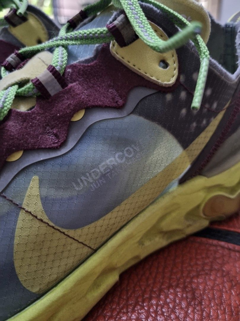 Nike X Undercover (Jun Takahashi) Element React (Category: Sneakers) located in Antipolo. Submitted by teej19 (Listing ID 1375140788, Image 2). Description: pair only no box size 8.5us issues: sole sep and needs cleaning still wearable fixed price.
