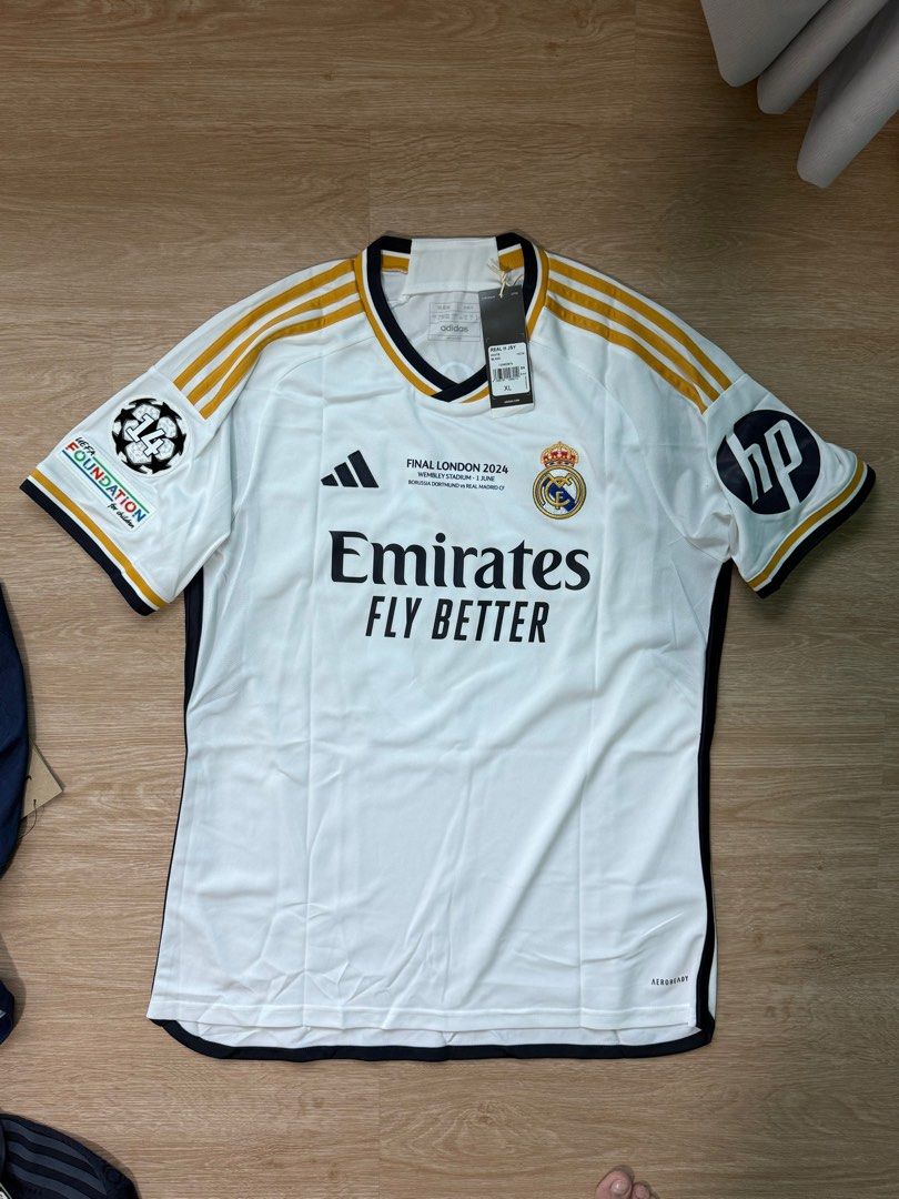 REAL MADRID CF 2023/24 HOME Jersey- KROOS #8 (UEFA CL FINAL FULL SET) (Category: Activewear) located in Singapore. Submitted by meatpuppets (Listing ID 1375165902, Image 3). Description: Adidas BNWT UEFA Champions League Final Full Set Toni Kroos Size XL While Stock Last.