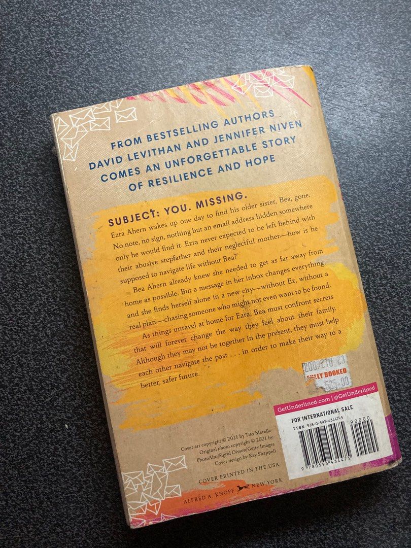 Take Me With You When You Go by David Levithan (Category: Storybooks) located in Manila. Submitted by declutteredbynsk (Listing ID 1375105850, Image 3). Description: Take Me With You When You Go (Paperback) Original Price: ₱495 Condition: Huhu naipit kasi sa bag and nabasa kaya nagka stain. In terms of pages and sheets, all complete! Hindi ko natapos basahin hehe. No annotations..