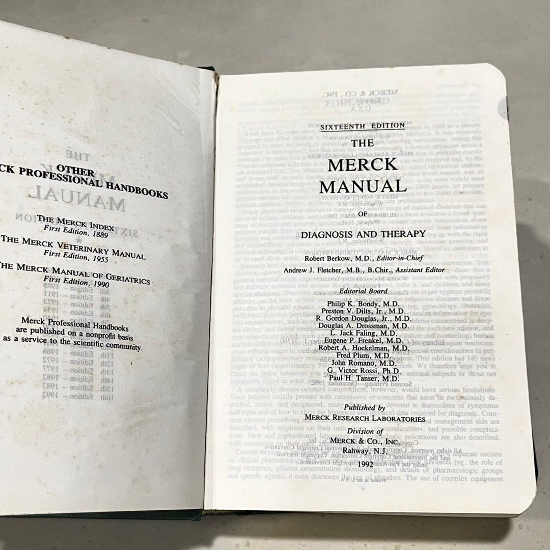 The Merck Manual Sixteenth Edition 原版醫學書籍 醫療診斷用書 醫學大全 醫用參考資料, 書籍、休閒與玩具 ...