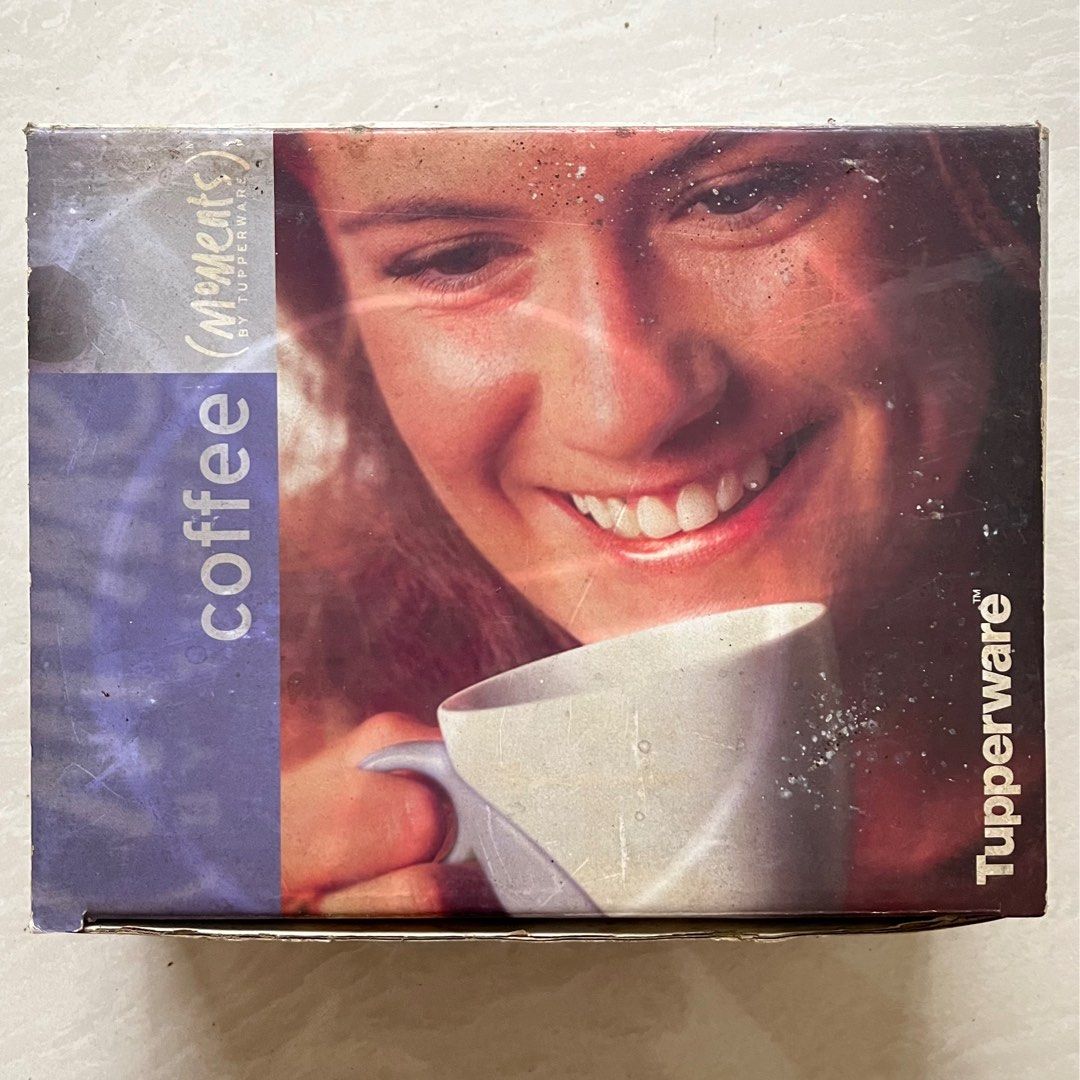 Tupperware Coffee Cups Set (Category: Coffee & Tea Tableware) located in Davao. Submitted by wonsuponatime (Listing ID 1375151930, Image 1). Description: Decluttering! - 2 sets inside - glass cup, handle and plate are plastic mod: LBC, J&T.