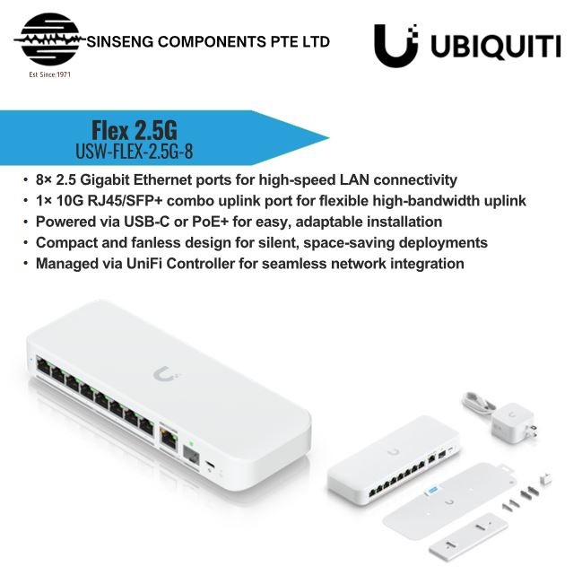 Ubiquiti Unifi USW Flex 2.5G 8 8 Port 2.5GbE Switch 10GbE SPF+ and USB ...