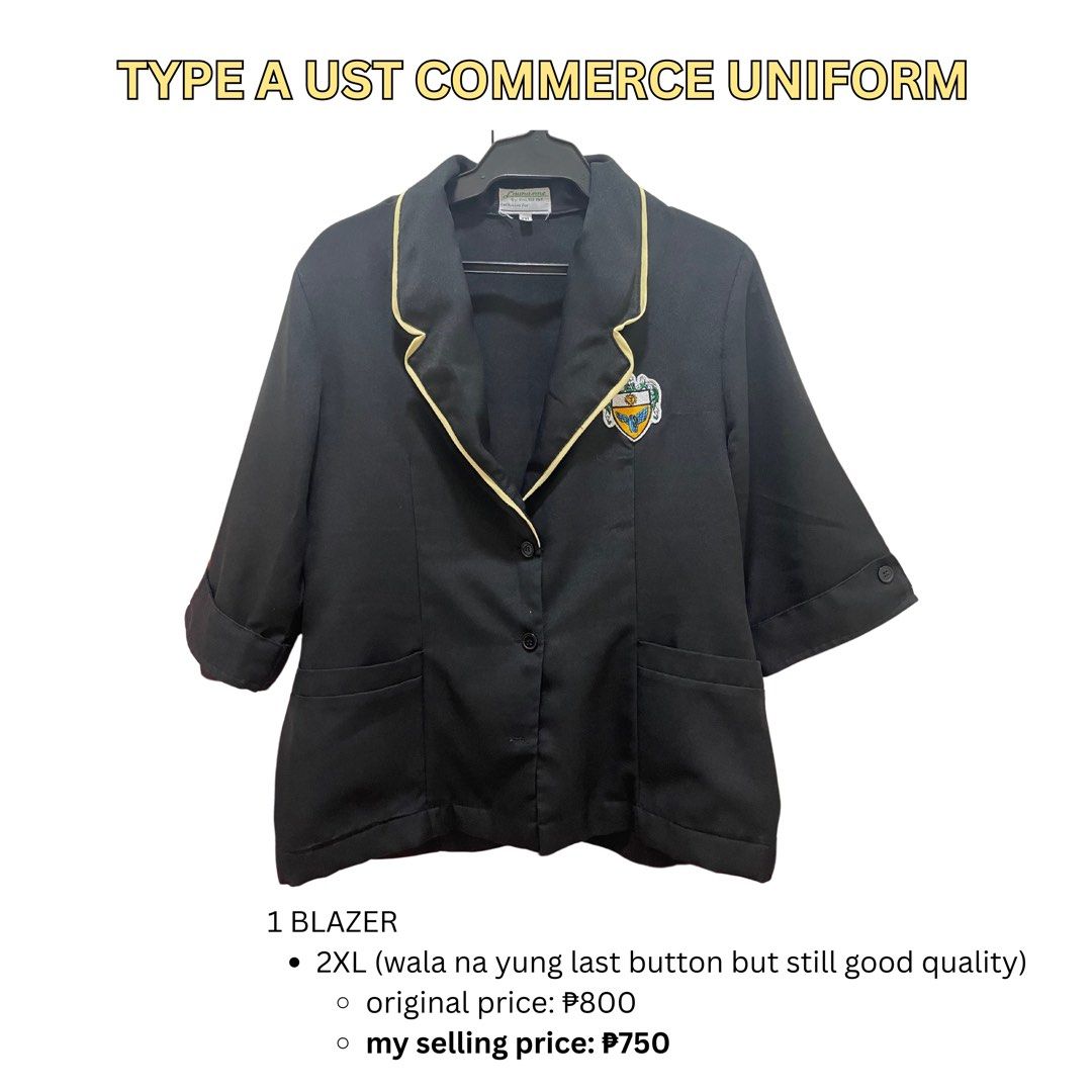 (UST) TYPE A & TYPE B COMMERCE UNIFORM (Category: Sets or Coordinates) located in Manila. Submitted by abcdbb (Listing ID 1375216165, Image 3). Description: RFS: I’m a fresh graduate! 👩‍🎓🐯 ✅ Payment via Cash, GCash, or Unionbank only. ✅ Shipping fee will be shouldered by the buyer. ✅ Meetups around UST only. .