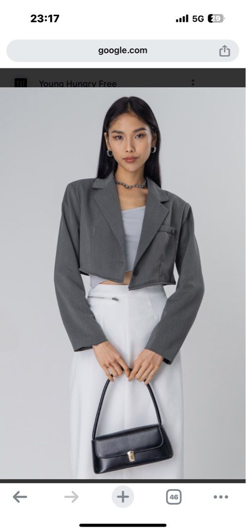 Yhf cropped insider blazer in grey (Category: Coats, Jackets and Outerwear) located in Singapore. Submitted by horf.un (Listing ID 1375239284, Image 1). Description: .