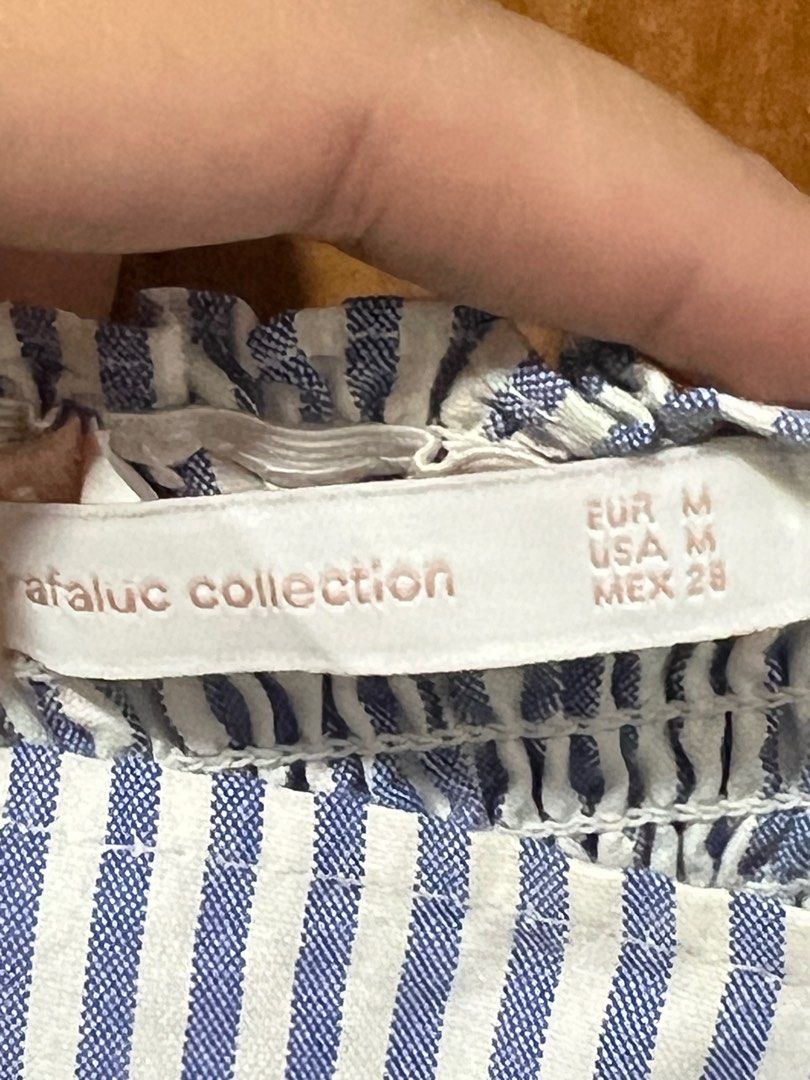 Zara Striped Embroidered Top (Category: Blouses) located in Baguio. Submitted by xentrep (Listing ID 1375233974, Image 2). Description: Authentic No issues Used 2-3x only Size M but fits more like an S Straps can be adjusted SF to be shouldered by the buyer ₱80 .