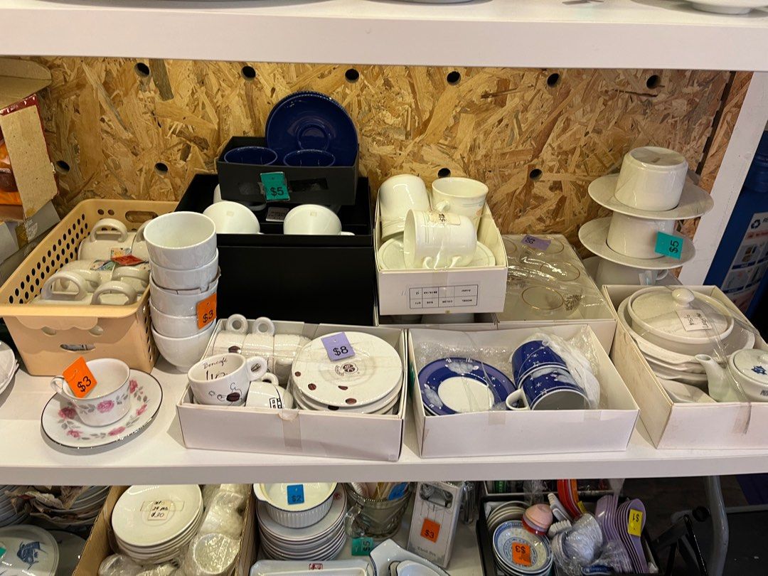 Variety of coffee tea sets, mugs