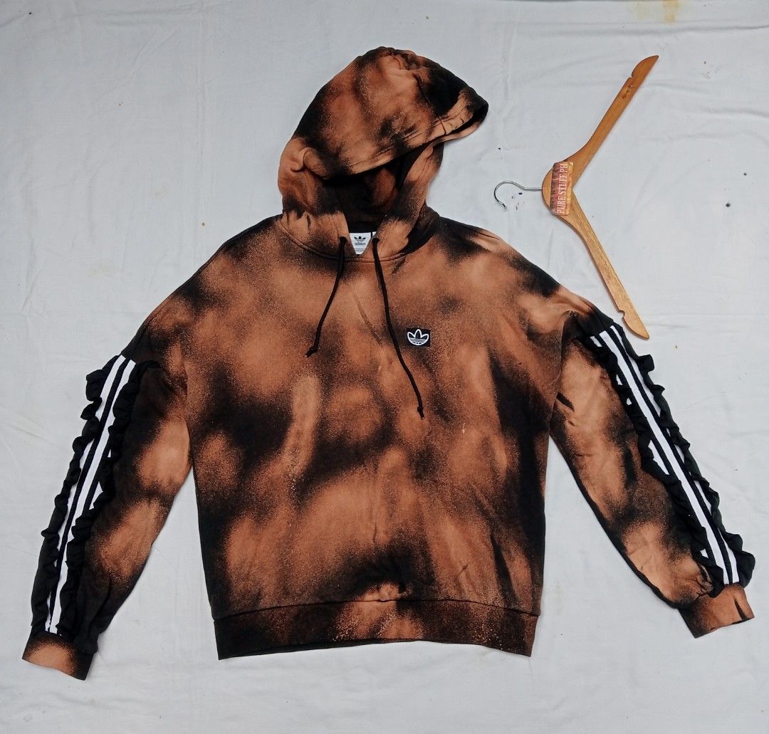 Adidas bleach dye hoodie (Category: Coats, Jackets and Outerwear) located in Pili. Submitted by purestuffph (Listing ID 1375405724, Image 1). Description: Adidas d.i.y bleach dye hoodie size: small/34 (Med to Large women's) width: 22 length: 24 9.5+/10 condition no issue 450 + shipping fee.