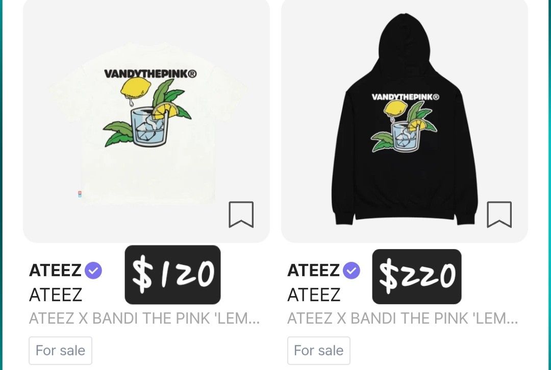ATEEZ Lemon Drop Vandy the pink [L] サン ATEEZ X Vandy The Pink 'Lemon Drop' Hoodie, Black (L One