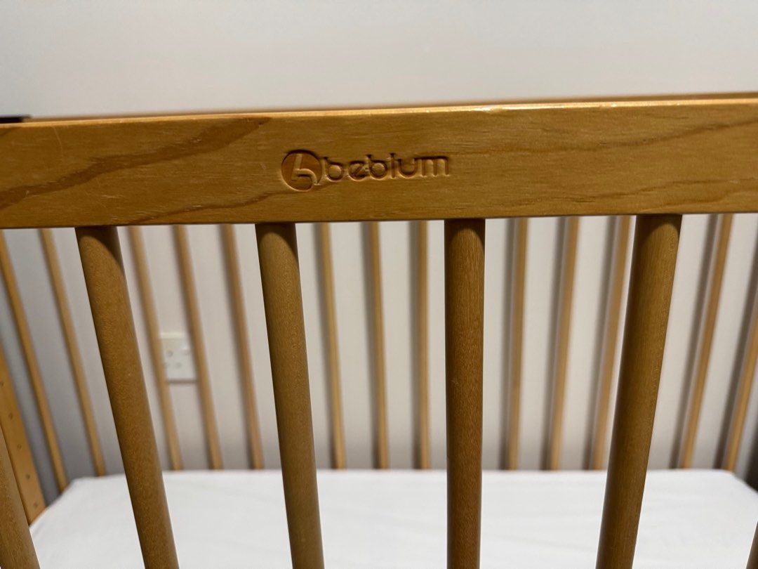 Beblum Lavo 5 cot (Category: Cots & Cribs) located in Singapore. Submitted by jayyink (Listing ID 1375428697, Image 2). Description: Child outgrew the cot. Used with care with bumper on thus very minimal flaws as seen from the photos, almost like new. Not selling with bumper as bumper is well-used already, but can be included too if you want. Comes with original oekotex bedding mattress , will throw in 2 sets of Beblum Tencel Waterproof Baby Cot 