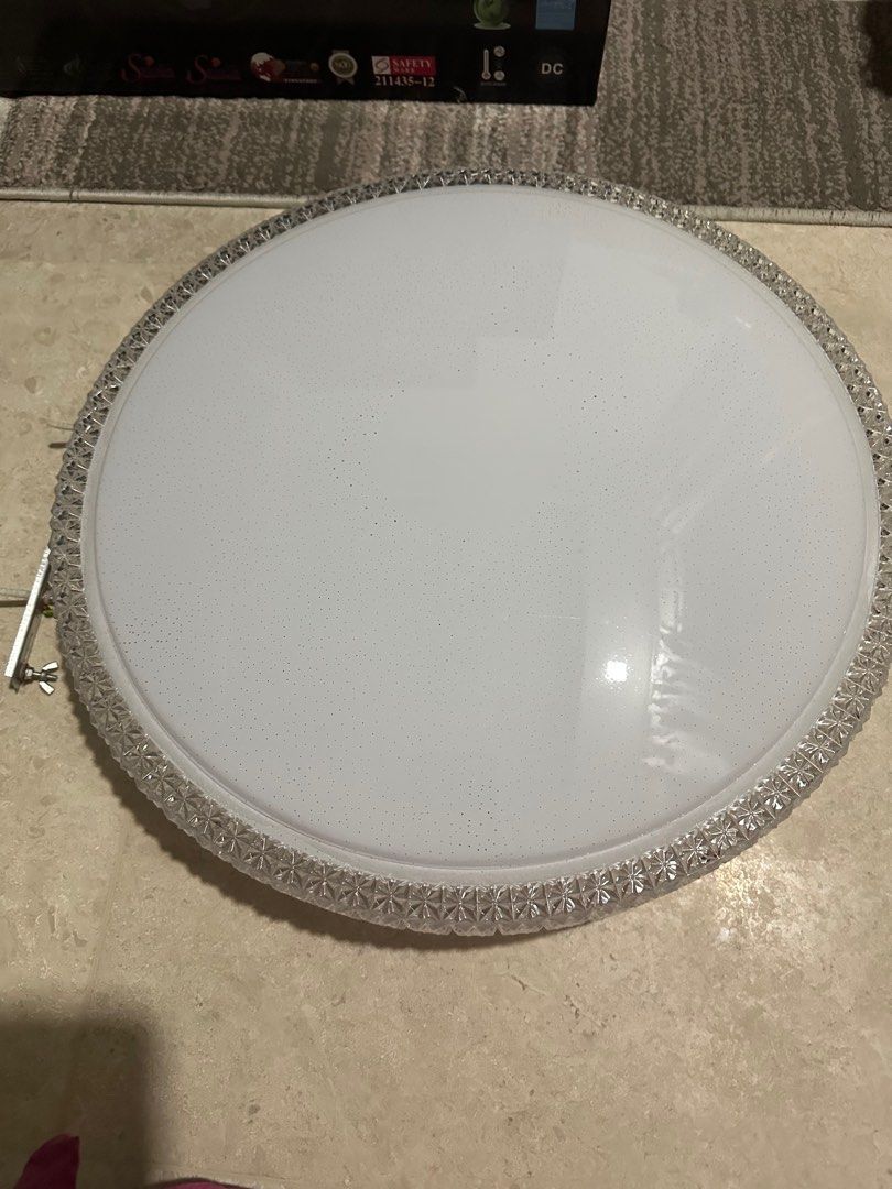 Ceiling light (Category: Lighting) located in Singapore. Submitted by ashmooni (Listing ID 1375393141, Image 1). Description: Installed new fan so had to remove this beautiful light. Self collect fr kembangan mrt. 50x50cm-$15 40x40cm. - $10 .