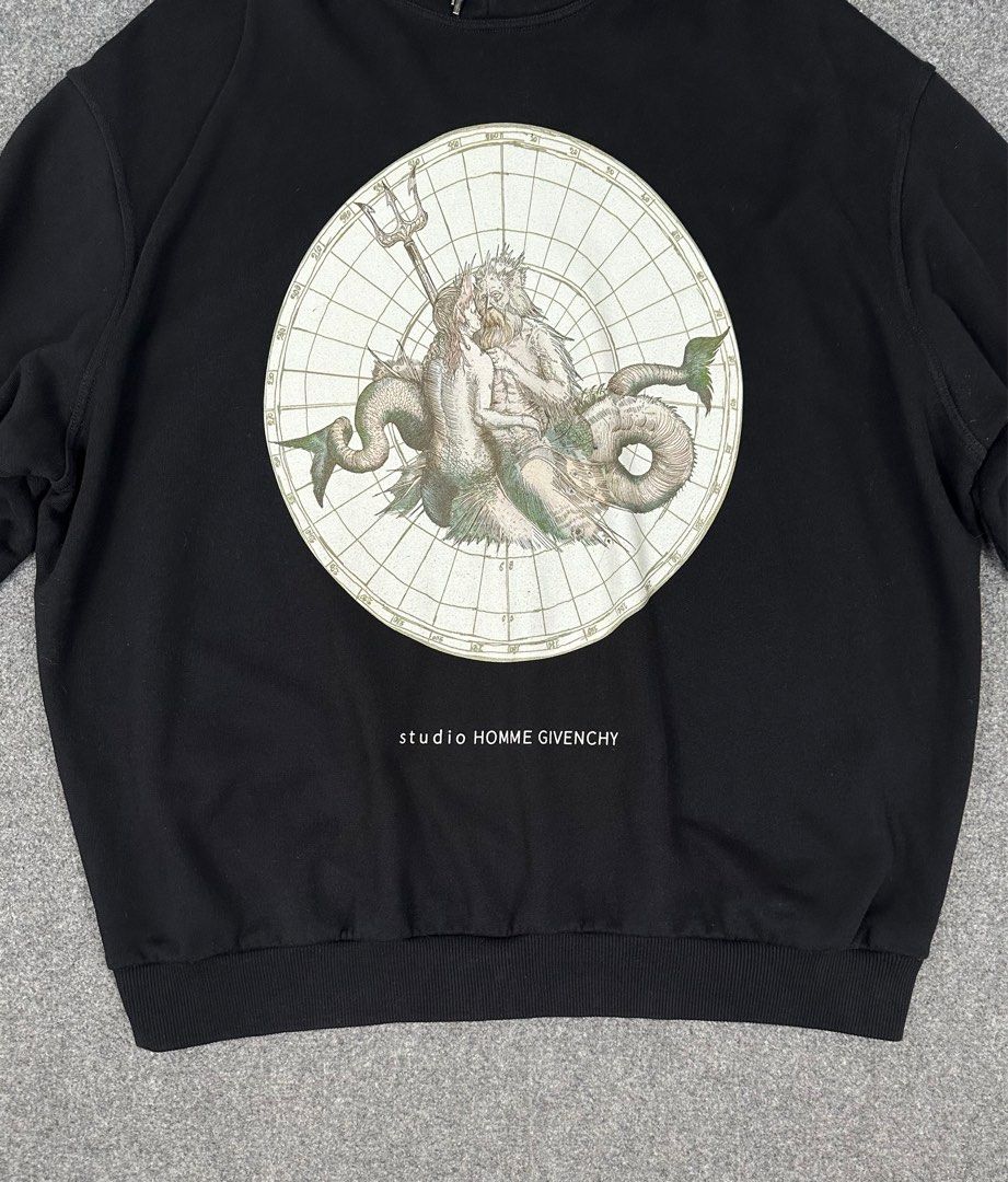 Givenchy - Studio Homme - Oversized Atlantis Hoodie Jacket - Black (Category: Coats, Jackets and Outerwear) located in Manila. Submitted by scissor.2fifthy (Listing ID 1375302541, Image 3). Description: Givenchy - Studio Homme - Oversized Atlantis Hoodie Jacket - Black. Tagged size: Medium / Oversized fit XL (see measurement) Made in Portugal Material: 100% Cotton Product number: BMJ07S305B 90/100 condition rate Good condition Flaw: Minor sign of