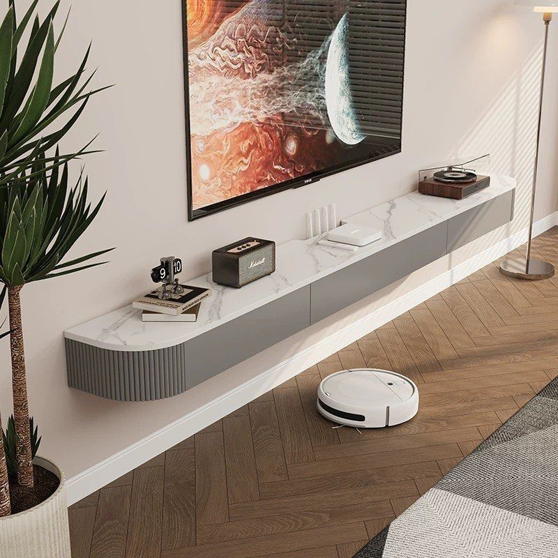 JISYA Modern Sintered Stone Floating TV Console, Furniture & Home ...