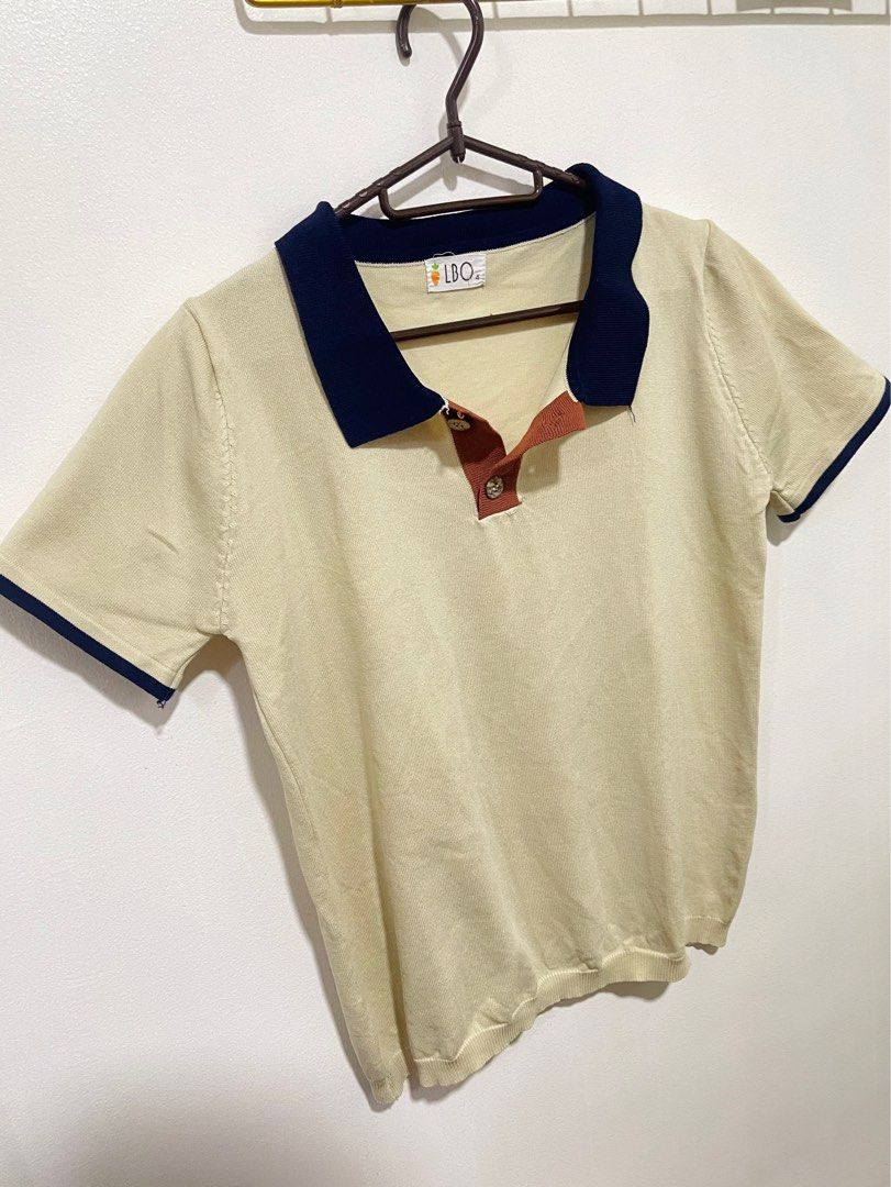 Knitted Polo Tshirt (korean style) (Category: Others Tops) located in Quezon City. Submitted by declutterbybd (Listing ID 1375452369, Image 3). Description: Brand New! Never worn— just stuck in the closet. Well-stored No stain/ fabric damage Item Details: Freesize (Stretchable) Length- 22” | Shoulder width- 14” Bust- 36” Sleeves-7.2” Soft& Light Fabric 📍Metro Manila Dm me! MOP: gcash/ bpi only .