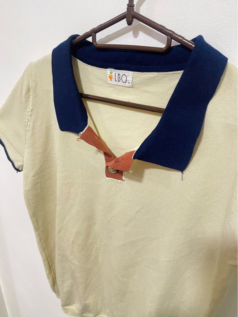 Knitted Polo Tshirt (korean style) (Category: Others Tops) located in Quezon City. Submitted by declutterbybd (Listing ID 1375452369, Image 2). Description: Brand New! Never worn— just stuck in the closet. Well-stored No stain/ fabric damage Item Details: Freesize (Stretchable) Length- 22” | Shoulder width- 14” Bust- 36” Sleeves-7.2” Soft& Light Fabric 📍Metro Manila Dm me! MOP: gcash/ bpi only .