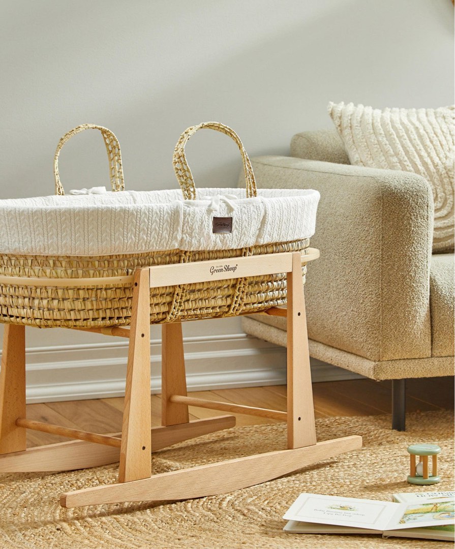 Little Green Sheep Moses Basket & Rocker Set, Babies & Kids, Baby ...
