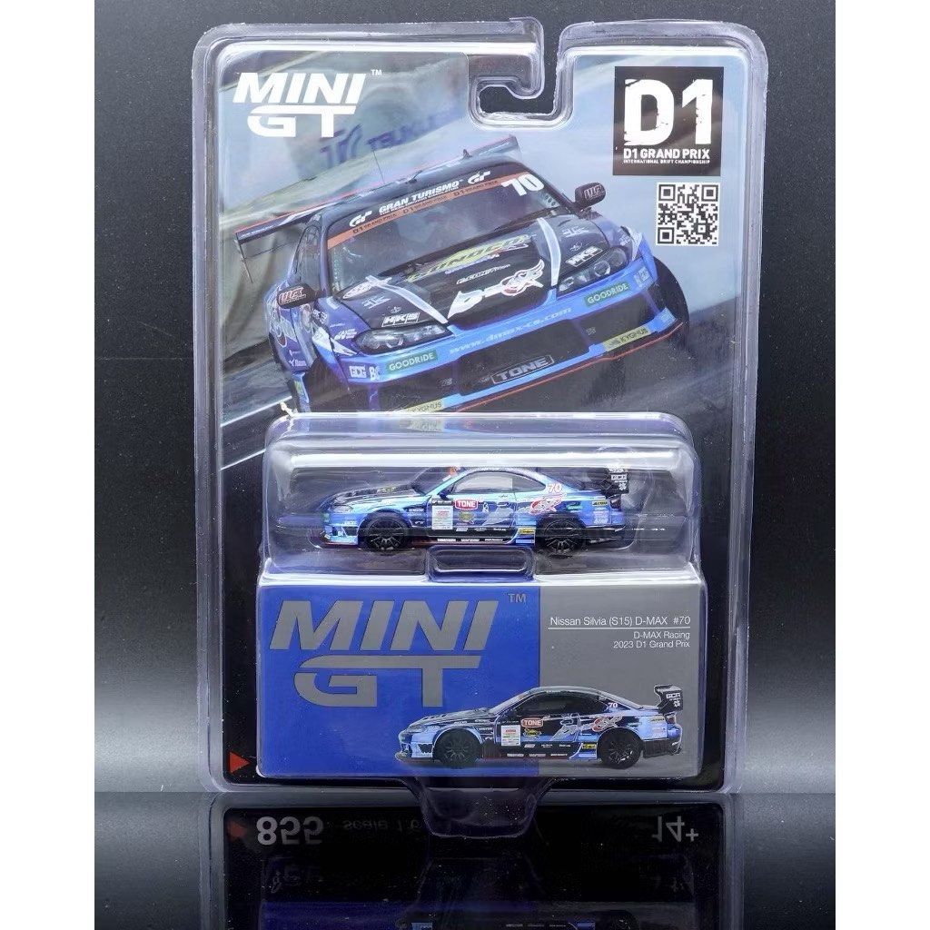 Mini GT 1:64 Nissan Silvia S15 D-MAX Racing 2023 D1 Grand Prix #855 Blu