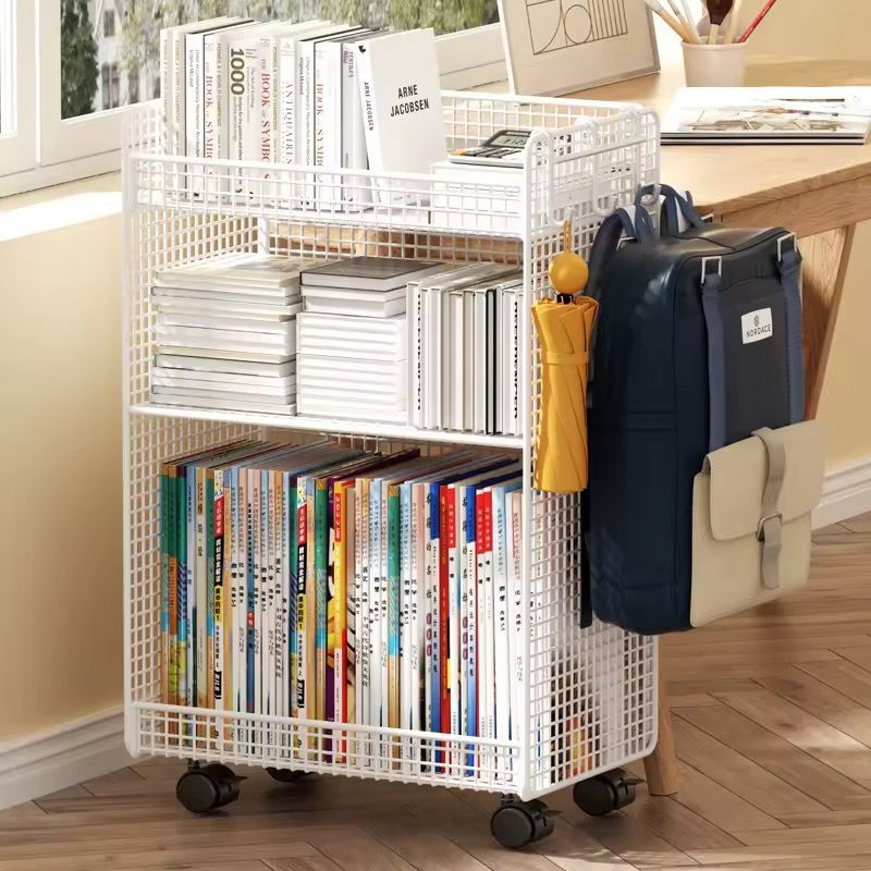 Multi-Layer Book Storage Rack | Rolling Book Shelf Cart | Kids Study ...