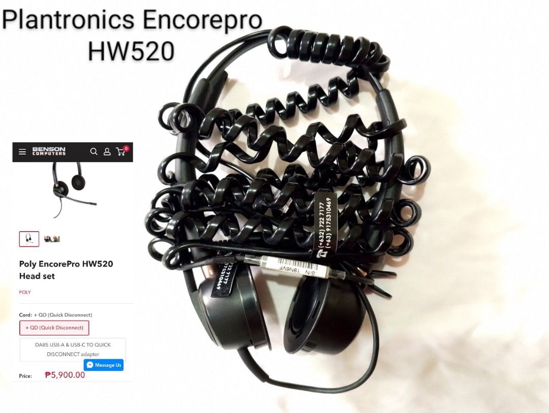 Plantronics headset 520 (Category: Headphones & Headsets) located in Marikina City. Submitted by kathweavs (Listing ID 1375314452, Image 1). Description: no foam noise cancelling location Pasig.