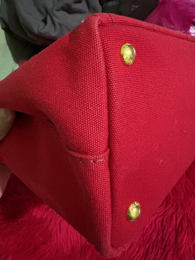 Prada Red Canapa Small (Category: Luxury Bags & Wallets) located in Quezon City. Submitted by randomstuffdeclutter33 (Listing ID 1375313381, Image 3). Description: Bag Only. Good as new..