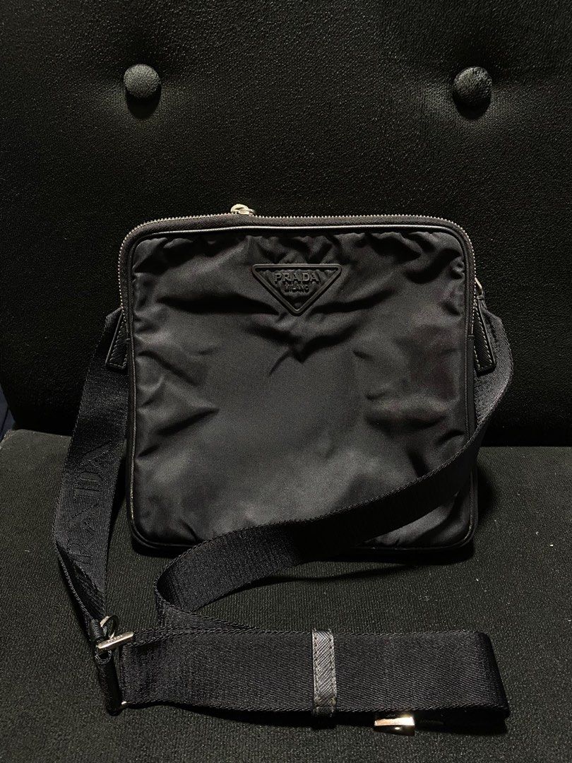 Prada sling bag (Category: Luxury Bags & Wallets) located in Baguio. Submitted by fullroom.dgs (Listing ID 1375347341, Image 1). Description: Prada sling bag very good condition authentic hard to zipper please check photos.