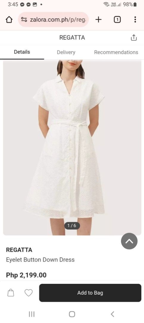 Regatta White Dress (Category: Dresses) located in Cebu City. Submitted by aimfl (Listing ID 1375315290, Image 2). Description: • Used only once (as an extra dress during our wedding reception). • Issue: Two button holes are broken (See photos). DM for more pics. • Dimensions: 17 x 40 in • These are pre-loved items so please manage your expectations. • Buyer must shoulder the shipping fee. • Rfs: Decluttering, cannot find time to have the button 