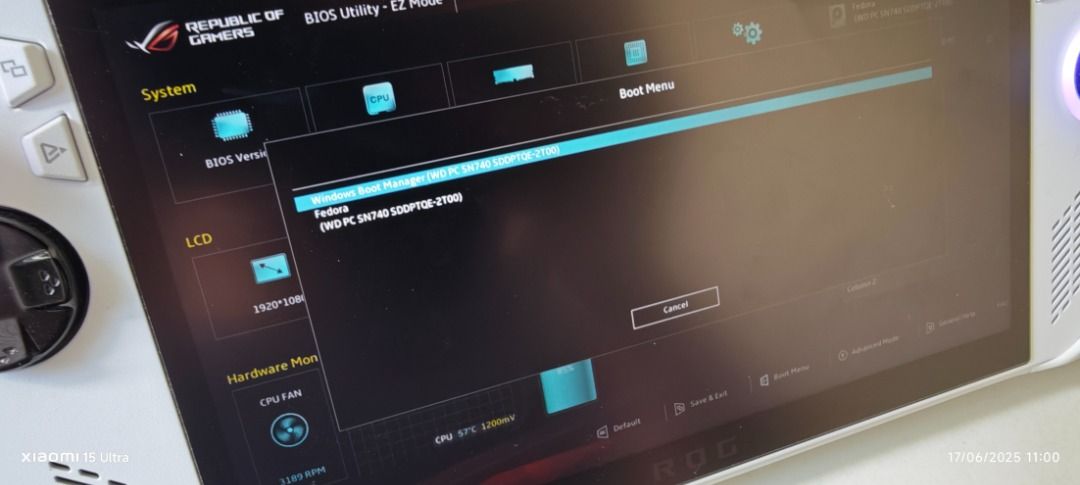 罗格·阿利Z1 2TB，配备32GB内存和74瓦时电池改装版（双启动bazzite/Windows11）62863085523585114