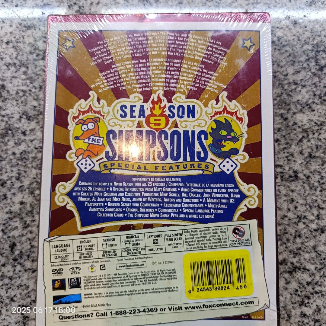 The Simpsons DVD 9th Season (Category: CDs & DVDs) located in Calasiao. Submitted by anthonypeter (Listing ID 1375400806, Image 3). Description: The Simpsons DVD collectors edition. Complete set of 9th Season. Brand new. Sealed 500 or best offer.