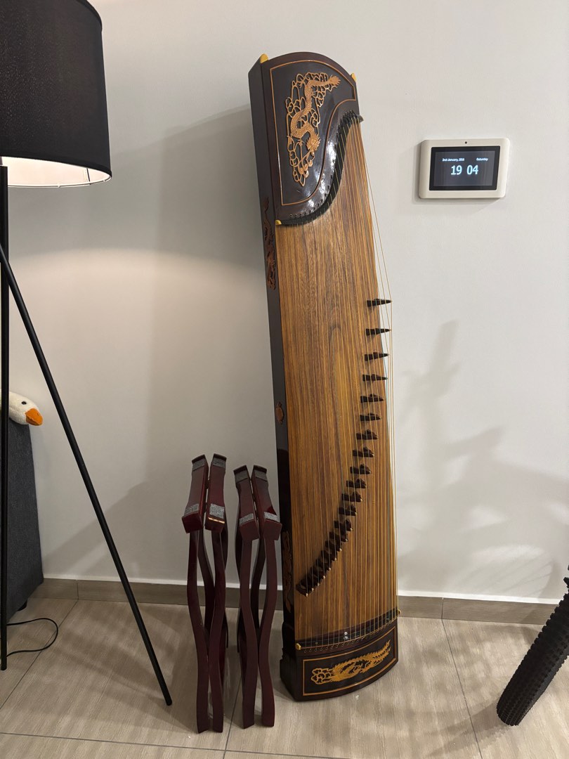 Used Chinese Zither (GuZheng) Traditional Flying Dragon Carvings ...