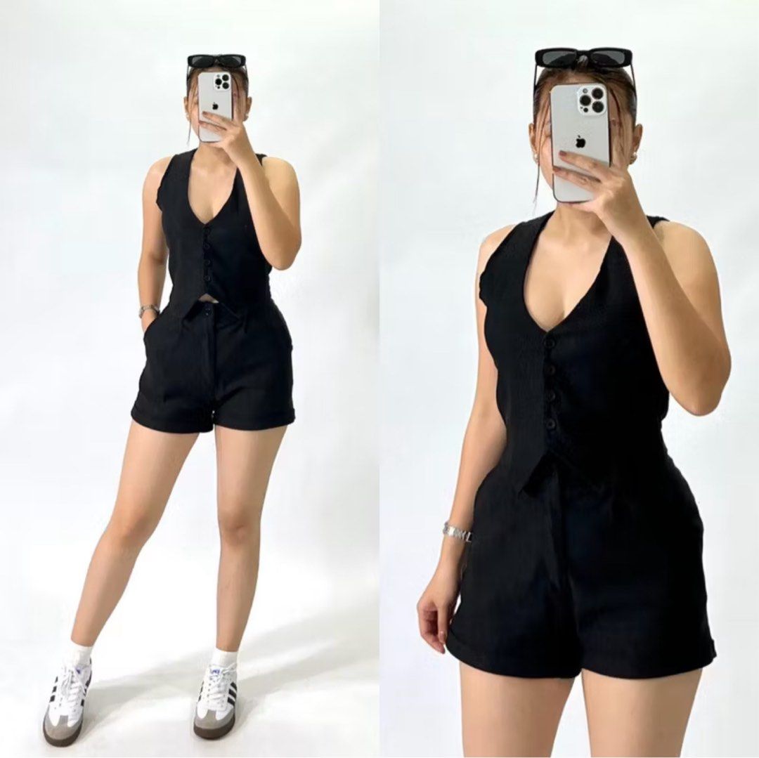 VEST COORDINATES (Category: Sets or Coordinates) located in Las Pinas. Submitted by jerbirlz (Listing ID 1375447971, Image 1). Description: Brandnew Vest (top & bottom) coordinates -freesize -black -bought online -high quality!! .