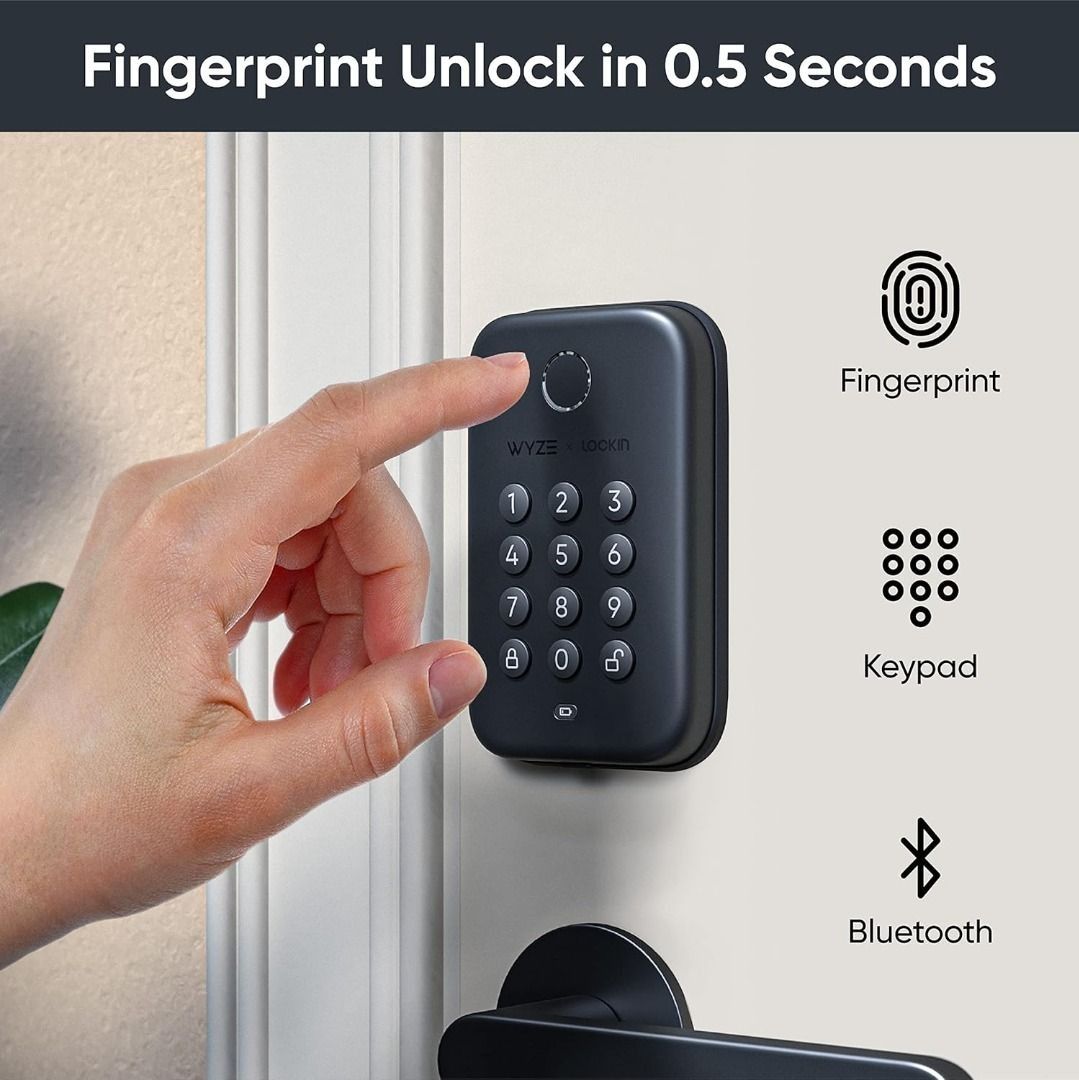 WYZE Lock Bolt, Fingerprint Keyless Entry Door Lock, Smart Bluetooth ...