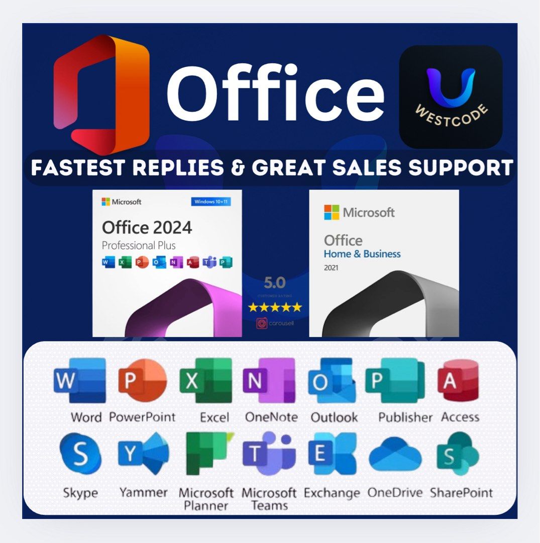 2024 Microsoft Office | Excel | PowerPoint | Word - Professional Plus 2021 / 2024 | Home & Business 2021 Lifetime | 365 Office Yearly | Windows & Mac (Category: Software) located in Singapore. Submitted by westcodesg (Listing ID 1375502816, Image 1). Description: 🖥 Microsoft Office – Lifetime & Subscription Keys at the Best Price! Choose from a range of permanent licenses and Office 365 subscriptions tailored for Windows and Mac users. 💵 Pricin