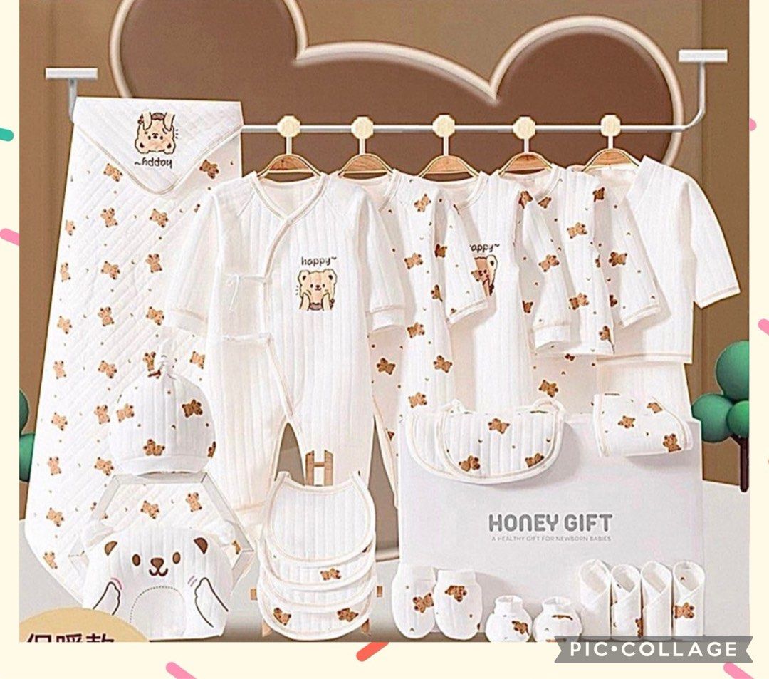 🤗26 pcs set🤗Premium 26 pcs Newborn/Full Month/100 days baby gift set with packaging. Boys & girls design avail👍🏻 (Category: Babies & Kids Fashion) located in Singapore. Submitted by lovely_indulgence (Listing ID 1375487640, Image 1). Description: 🤗26 pcs set🤗Premium 26 pcs Newborn/Full Month/100 days baby gift set with packaging. Boys & girls design avail👍🏻 Suitable for new born & up to 3 mths PM to order😀.
