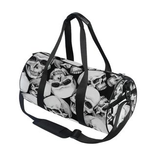 ALAZA Fitness bags Skull Printing Canvas Gym gray Travel Bag Sport Outdoor Large Pocket Casual Tote Handbag Shoulder Bag For Men62977656793729116