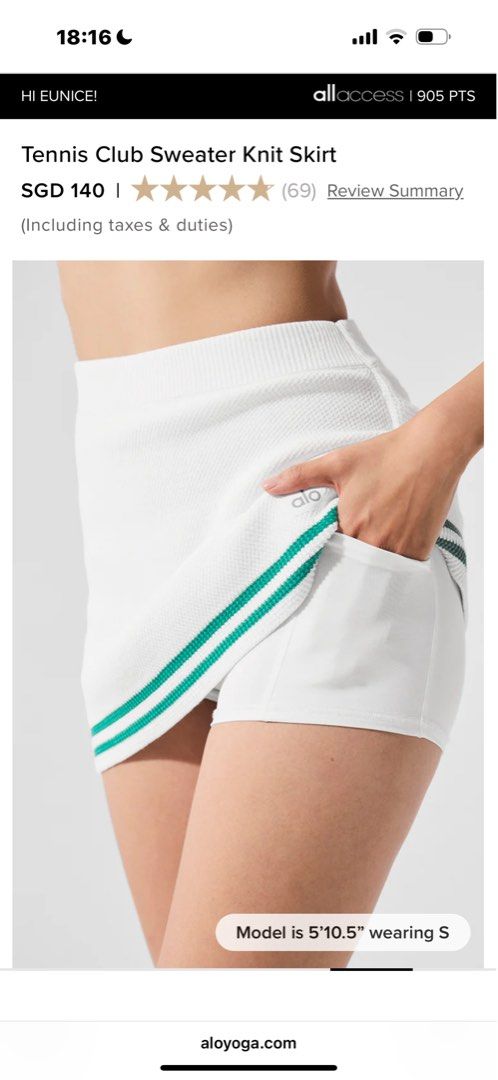 Alo Tennis Club Sweater Knit Skirt (Category: Activewear) located in Singapore. Submitted by chicboho (Listing ID 1375566558, Image 3). Description: Brand new with tag. Super cute and comfy .