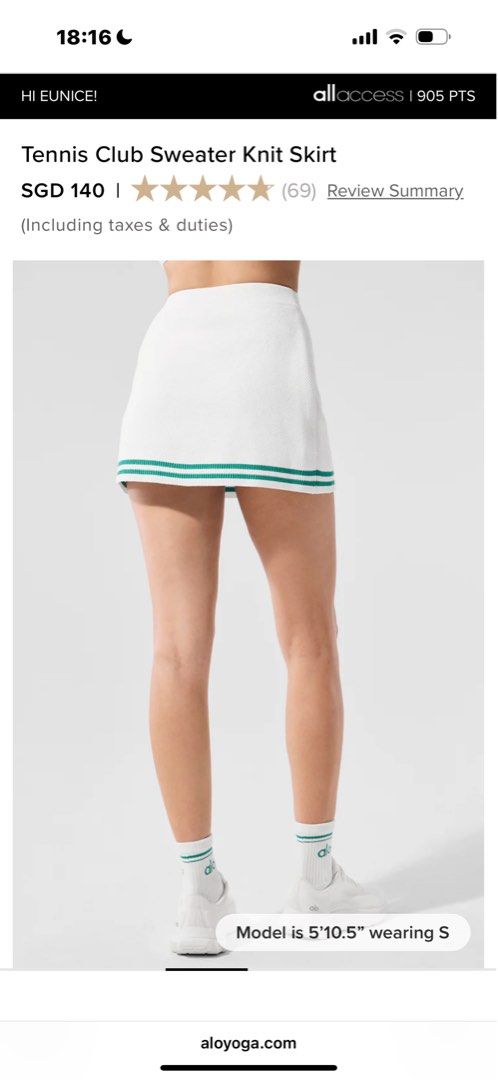 Alo Tennis Club Sweater Knit Skirt (Category: Activewear) located in Singapore. Submitted by chicboho (Listing ID 1375566558, Image 2). Description: Brand new with tag. Super cute and comfy .