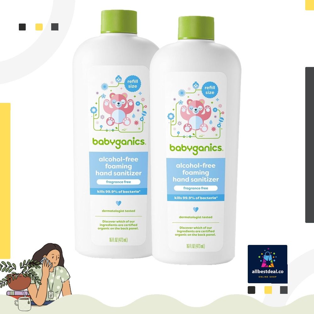 Pack of 2 - Babyganics Foaming Hand Sanitizer Refill, Alcohol Free, Unscented, Kills 99.9% of Germs, 16oz (Category: Breastfeeding & Bottle Feeding) located in Singapore. Submitted by sg.allbestdeal (Listing ID 1375550069, Image 1). Description: Formulated without: Parabens, sulfates, phthalates, artificial fragrances or dyes Plant-derived ingredients Alcohol-free.Recommended for repeated use Foaming - Moisturizing formula Kills 99.9% of germs.No