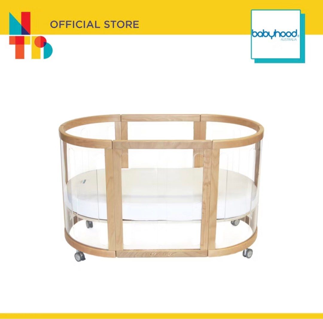 Babyhood Kaylula Sova Clear Cot 5 in 1 + 3pc Mattress Set (Category: Cots & Cribs) located in Singapore. Submitted by bitsofpieces (Listing ID 1375650986, Image 1). Description: What is Included • 1 Set of Kaylula Sova Clear Cot 5-in-1 • 3-pcs Mattress Set Sova Cot • 130cm (L) * 76cm (W) * 82cm (H) with castors • 75cm height without castors Self collect only.